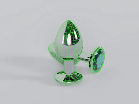 Jewelled Light Blue Metal Butt Plug 3D Model