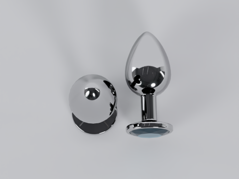 Jewelled Light Blue Metal Butt Plug 3D Model