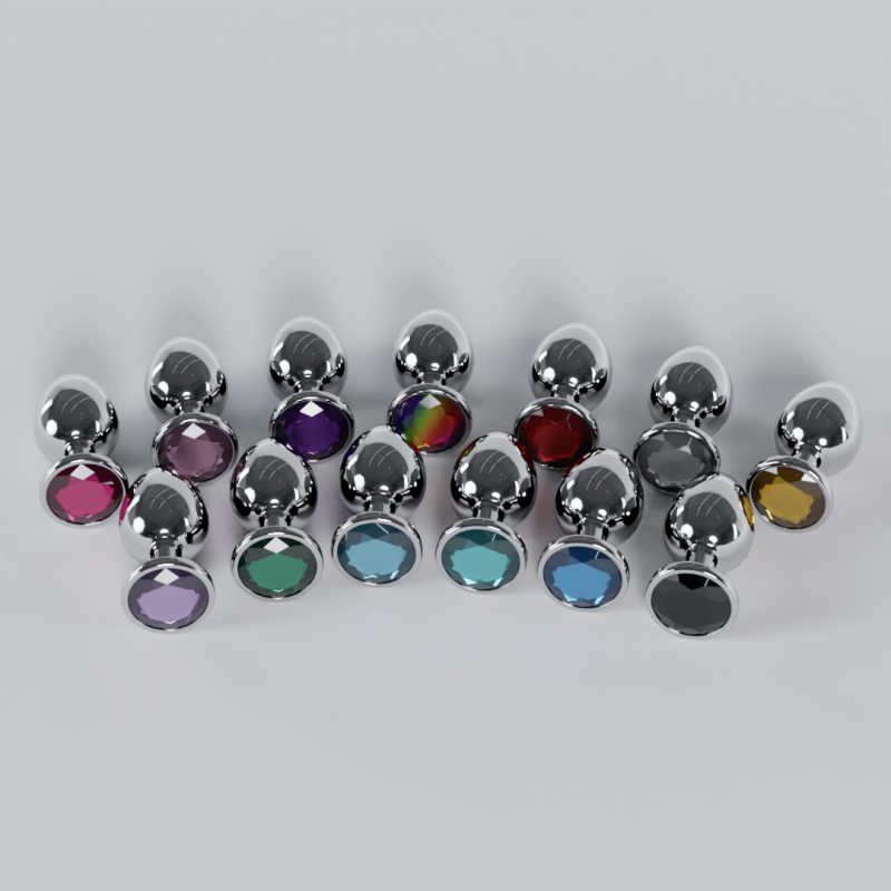 Pack of 13 Jewelled Metal Butt Plugs 3D Model .c4d .max .obj .3ds .fbx .stl .blend 