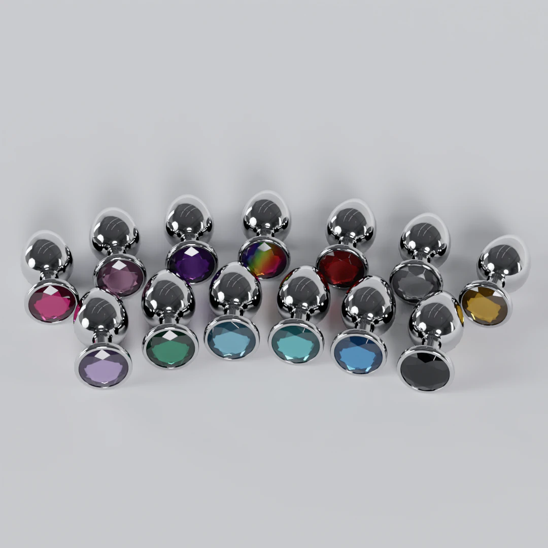 Pack of 13 Jewelled Metal Butt Plugs 3D Model .c4d .max .obj .3ds .fbx .stl .blend 