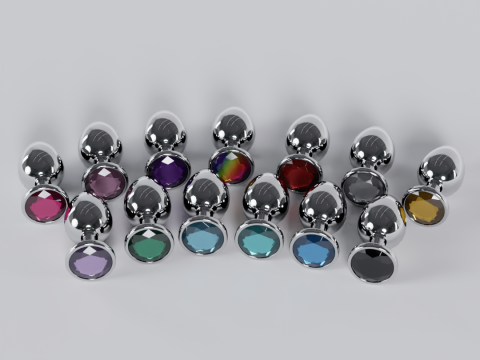 Pack of 13 Jewelled Metal Butt Plugs 3D Model