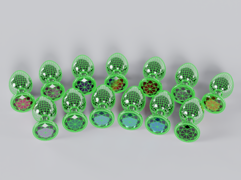 Pack of 13 Jewelled Metal Butt Plugs 3D Model