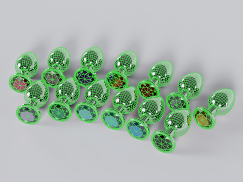 Pack of 13 Jewelled Metal Butt Plugs 3D Model