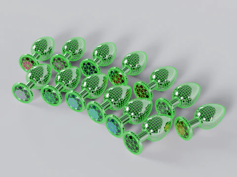 Pack of 13 Jewelled Metal Butt Plugs 3D Model
