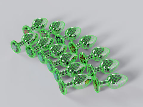 Pack of 13 Jewelled Metal Butt Plugs 3D Model