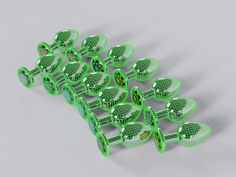Pack of 13 Jewelled Metal Butt Plugs 3D Model
