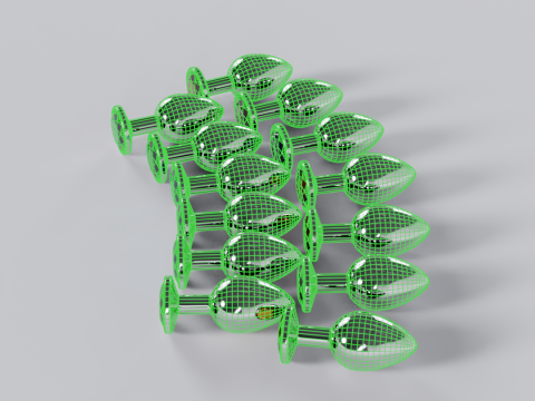 Pack of 13 Jewelled Metal Butt Plugs 3D Model