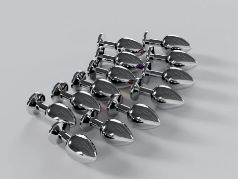 Pack of 13 Jewelled Metal Butt Plugs 3D Model