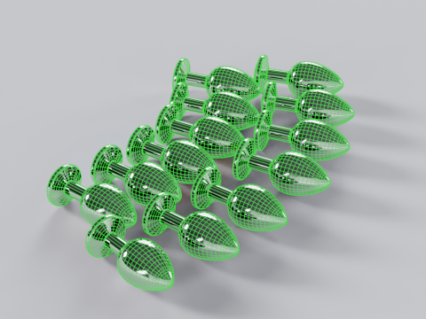 Pack of 13 Jewelled Metal Butt Plugs 3D Model