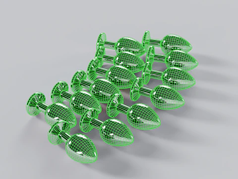 Pack of 13 Jewelled Metal Butt Plugs 3D Model