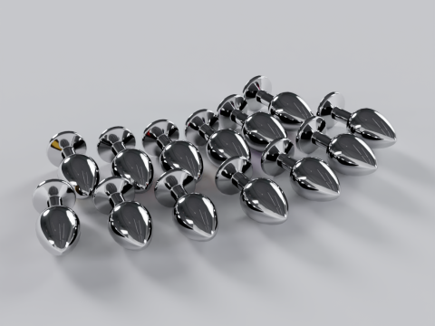 Pack of 13 Jewelled Metal Butt Plugs 3D Model