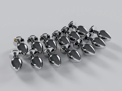 Pack of 13 Jewelled Metal Butt Plugs 3D Model