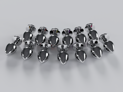 Pack of 13 Jewelled Metal Butt Plugs 3D Model
