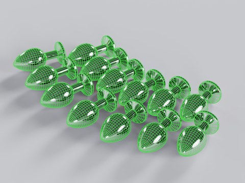 Pack of 13 Jewelled Metal Butt Plugs 3D Model