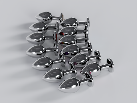 Pack of 13 Jewelled Metal Butt Plugs 3D Model