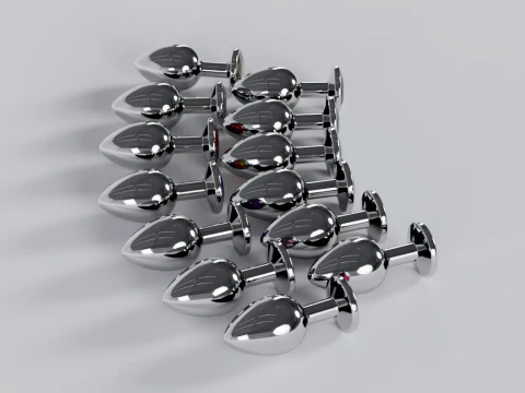 Pack of 13 Jewelled Metal Butt Plugs 3D Model