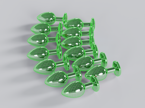 Pack of 13 Jewelled Metal Butt Plugs 3D Model
