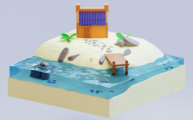 Little island paradise 3D Модель .c4d .max .obj .3ds .fbx .stl .blend 