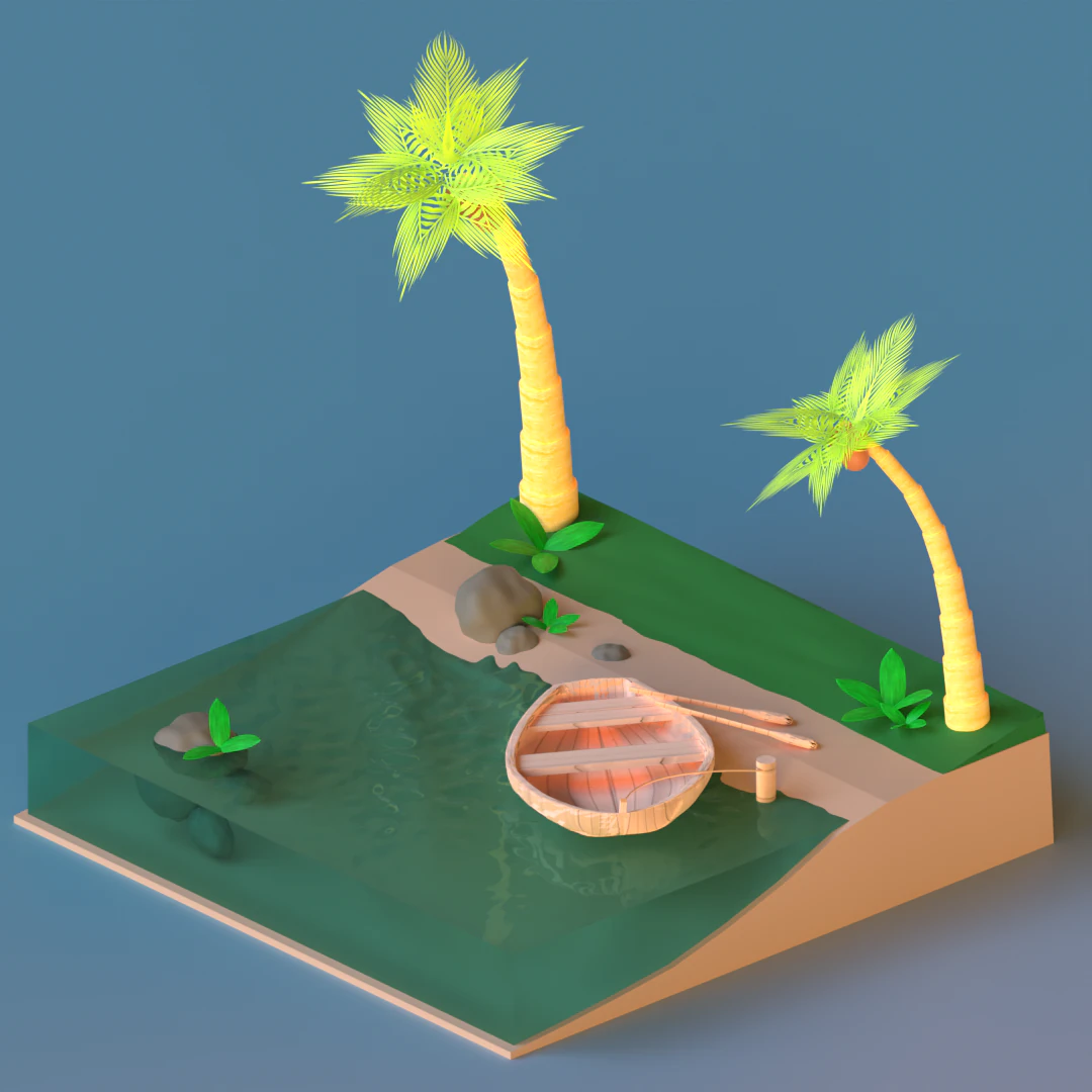 Tropical scene 3D Model .c4d .max .obj .3ds .fbx .stl .blend 