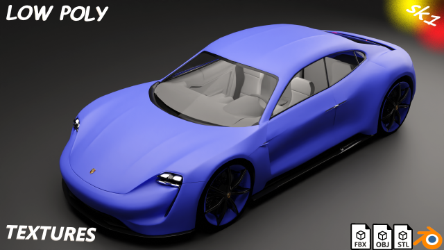 CAR Porsche mission e 3D Model .c4d .max .obj .3ds .fbx .stl .blend