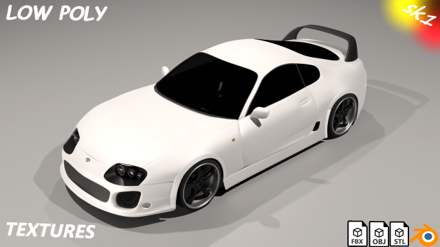 CAR Toyota Supra 3D Model .c4d .max .obj .3ds .fbx .stl .blend 