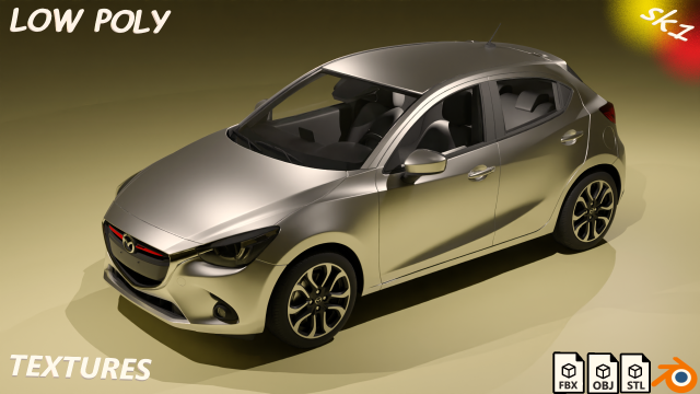 CAR mazda 2 3Dモデル .c4d .max .obj .3ds .fbx .stl .blend 