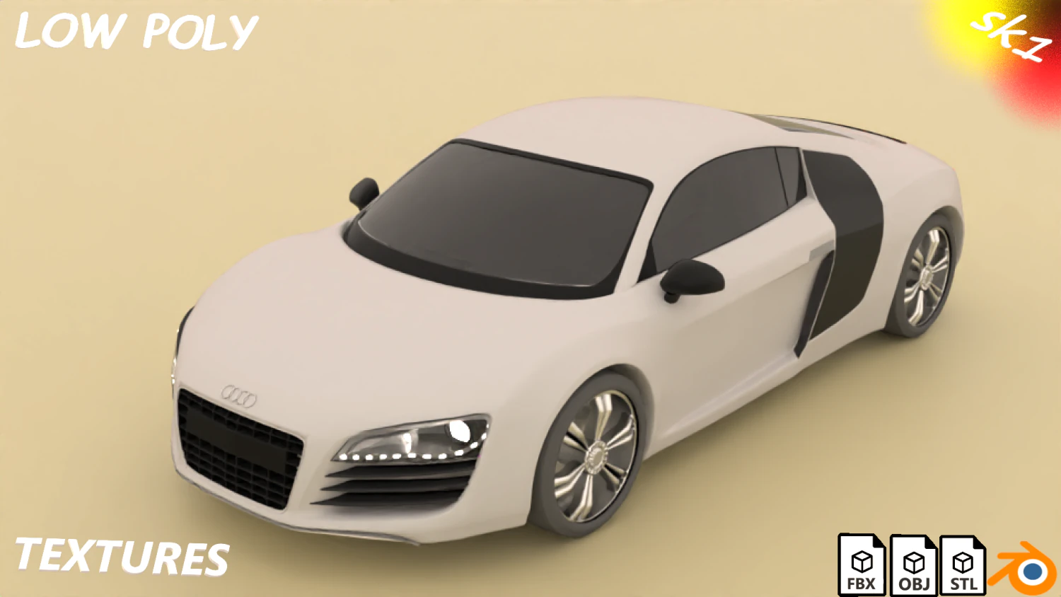 CAR Audi R8 3D Model .c4d .max .obj .3ds .fbx .stl .blend 
