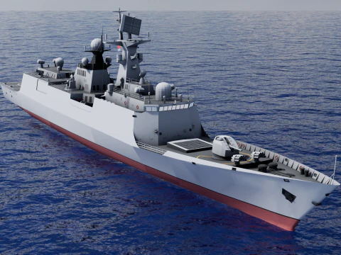 Корабель фрегат 054A 3D Модель