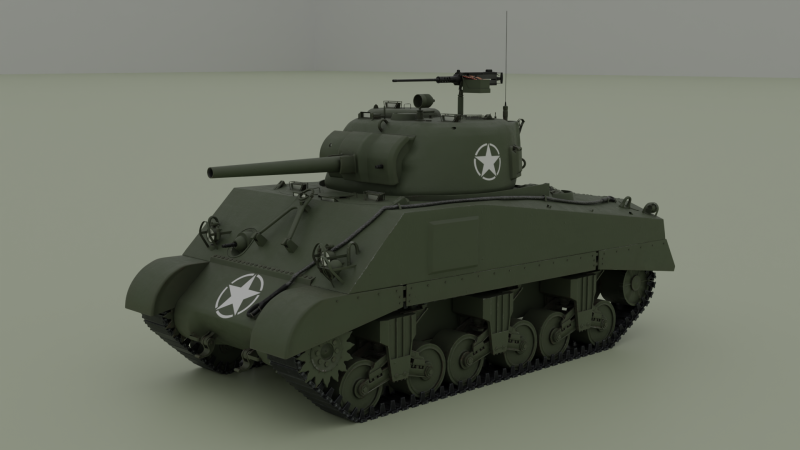 M4A2 셔먼 3D 모델 .c4d .max .obj .3ds .fbx .stl .blend 