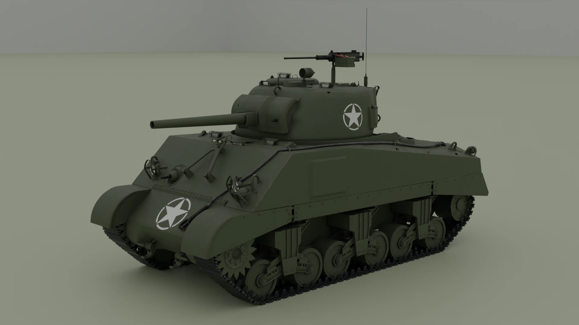 M4A2 Sherman 3D Model .c4d .max .obj .3ds .fbx .stl .blend 