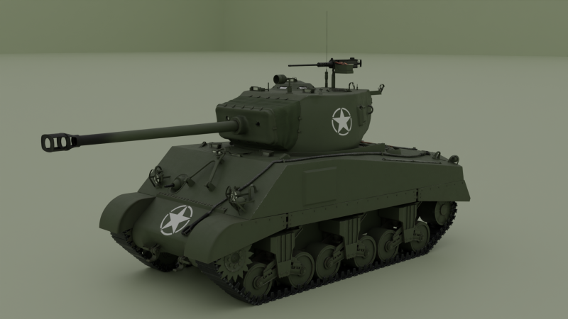 M4A2 Sherman 76w Modèle 3D .c4d .max .obj .3ds .fbx .stl .blend