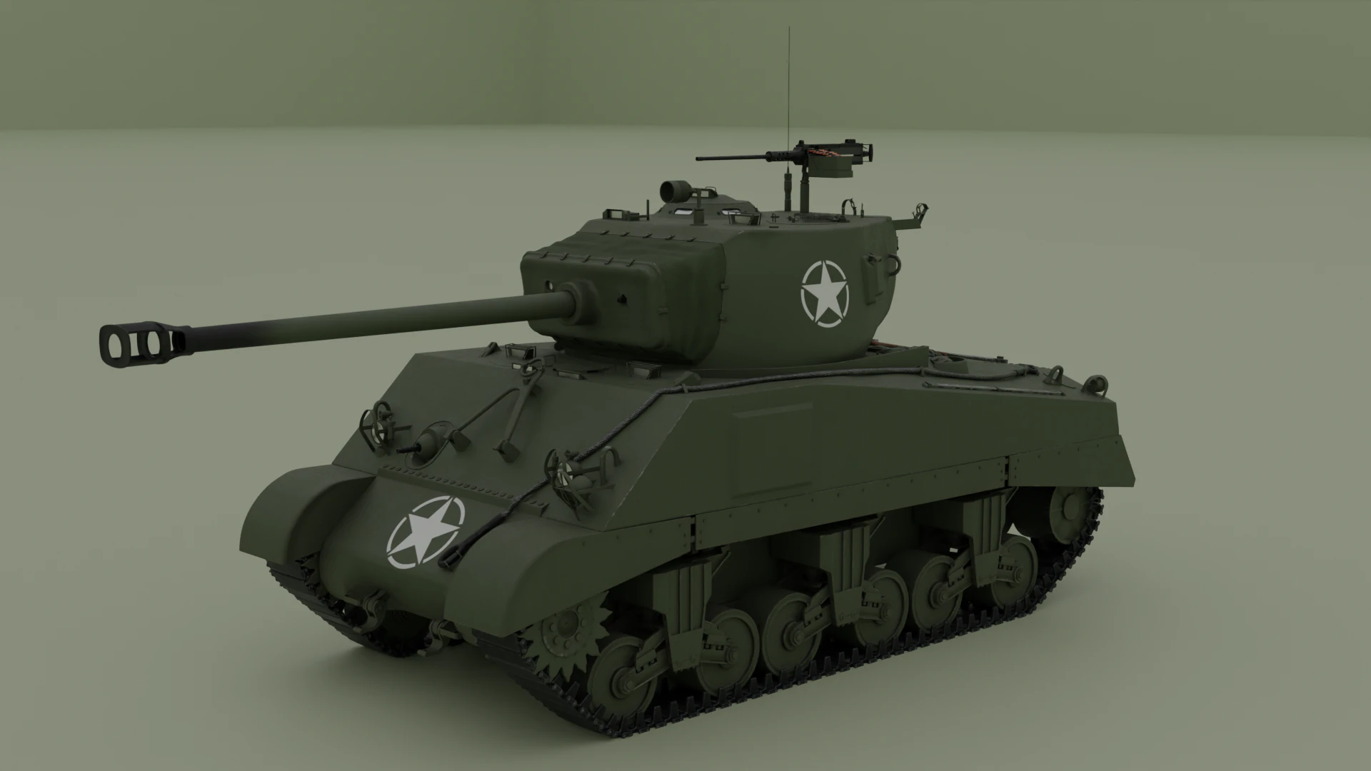 M4A2 Sherman 76w 3D Model .c4d .max .obj .3ds .fbx .stl .blend 