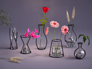 윤곽 꽃병 컬렉션 3D 모델