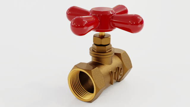 Valogin 1-4 Turn Copper Lever Valve 3D-Modell .c4d .max .obj .3ds .fbx .stl .blend 