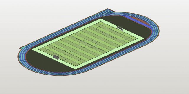 SOCCER FIELD WITH ATHLETICS TRACK 3D Model .c4d .max .obj .3ds .fbx .stl .blend 