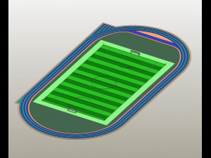 SOCCER FIELD WITH ATHLETICS TRACK 3D Model