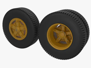 Old truck wheels 3D Model