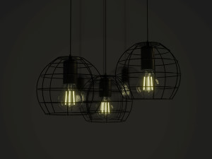 Spherical Shape Hanging Light with LED Bulb E27 3D-Modell
