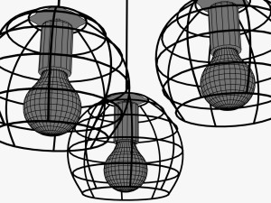 Spherical Shape Hanging Light with LED Bulb E27 3D-Modell
