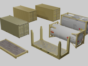 3D Container 20ft Set models 3Dモデル