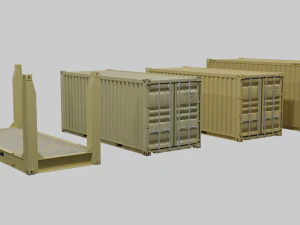 3D Container 20ft Set models 3D Model