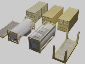 3D Container 20ft Set models 3D Model
