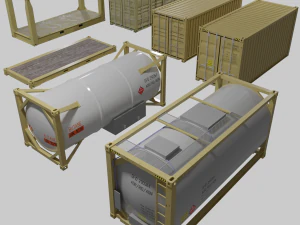 3D Container 20ft Set models 3D Model