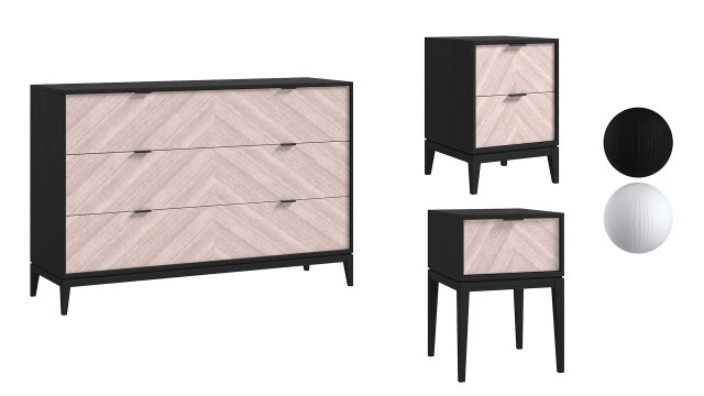 Bedside tables and chest of drawers 3D 模型 .c4d .max .obj .3ds .fbx .stl .blend 