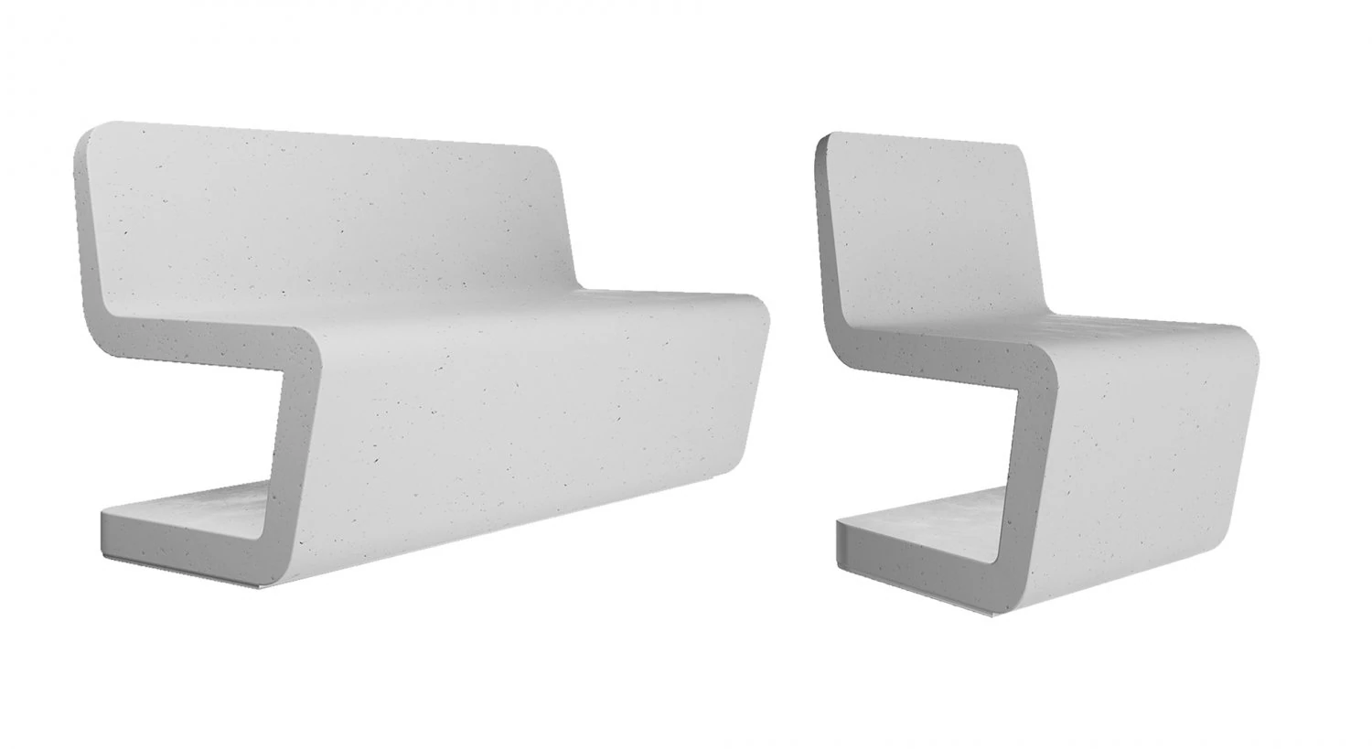 Concrete bench and chair FLOW 3D Model .c4d .max .obj .3ds .fbx .stl .blend