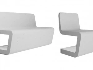 Concrete bench and chair FLOW 3D Model