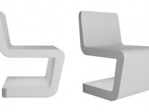 Concrete bench and chair FLOW Model 3D