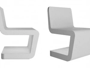 Concrete bench and chair FLOW 3D Model