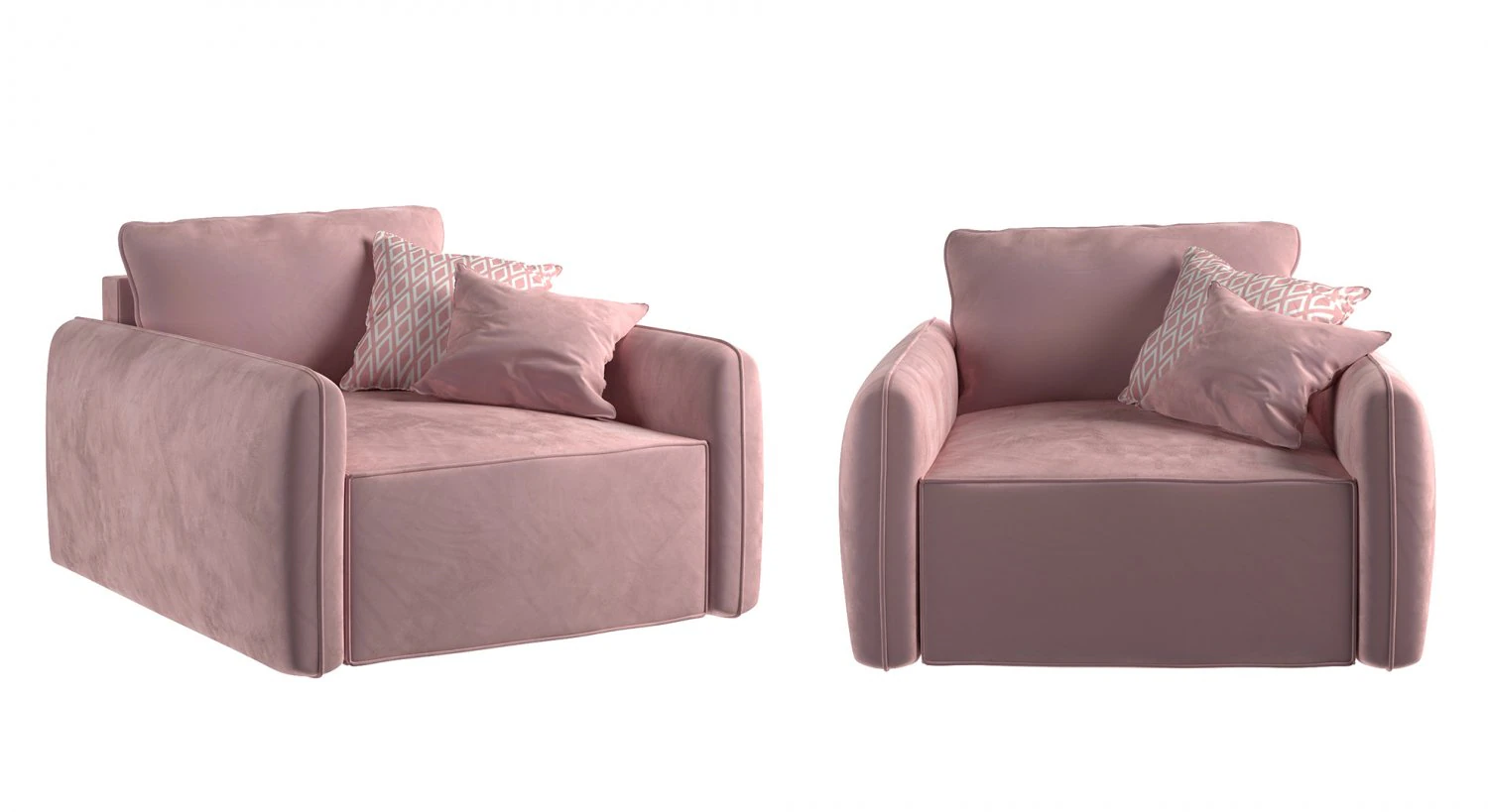 Armchair Portland - pink 3D Model .c4d .max .obj .3ds .fbx .stl .blend 