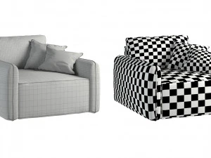 Armchair Portland - pink 3D Model